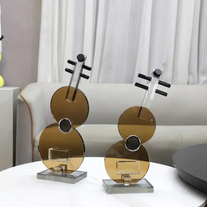 Modern brown crystal guitar sculpture living room violin decor