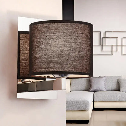 Modern brown fabric wall mount sconce – bedroom cylinder light