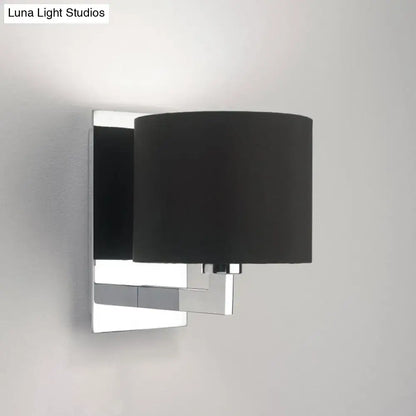 Modern brown fabric wall mount sconce – bedroom cylinder light