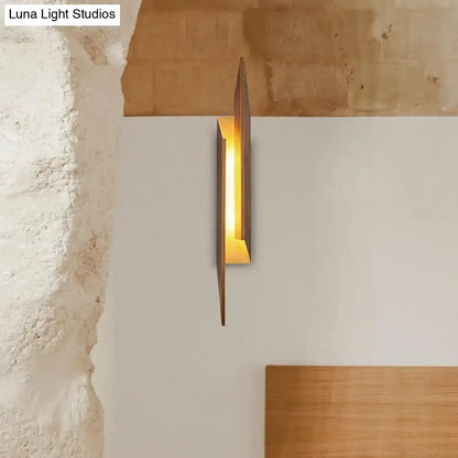 Modern brown geometric metal shade wall sconce living room light