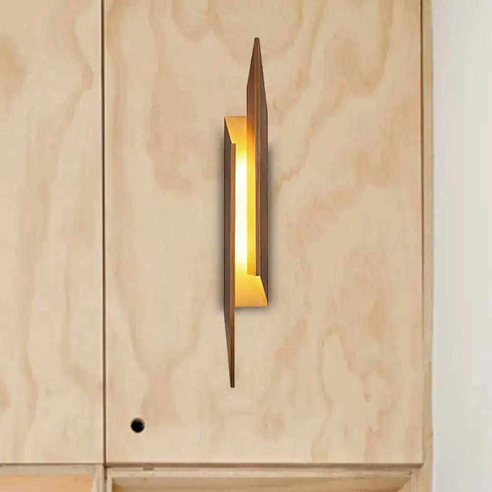 Modern brown geometric metal shade wall sconce living room light