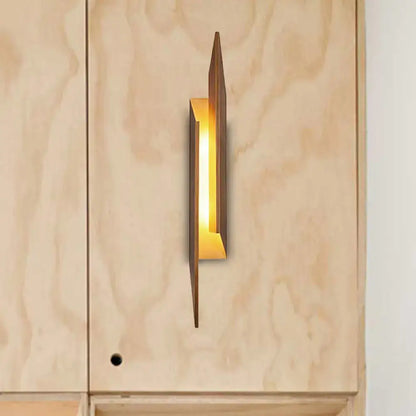 Modern brown geometric metal shade wall sconce living room light