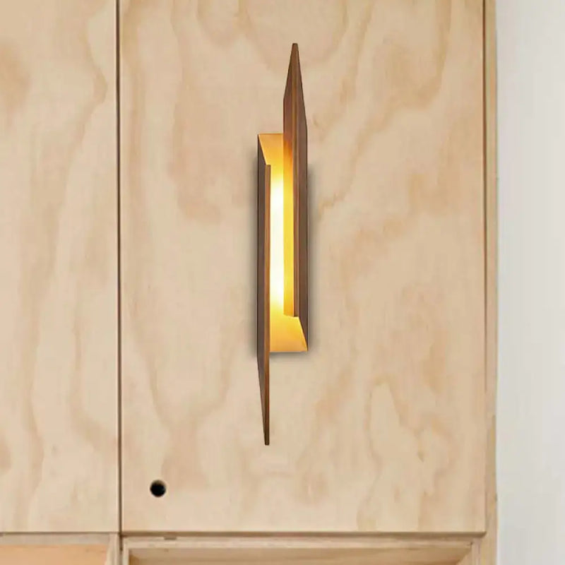 Modern brown geometric metal shade wall sconce living room light
