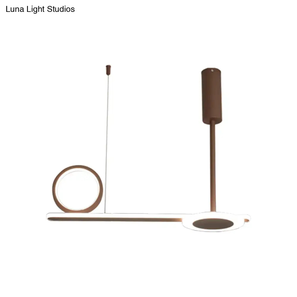 Modern brown metal ring hanging light bedroom led pendant