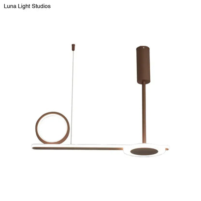 Modern brown metal ring hanging light bedroom led pendant
