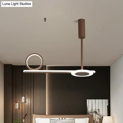 Modern brown metal ring hanging light bedroom led pendant