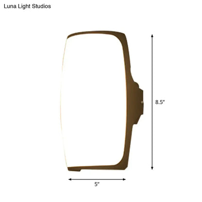 Modern brown rectangular led wall light – bedroom fixture height 8.5in