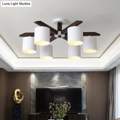 Modern brown & white ceiling mount chandelier living room light