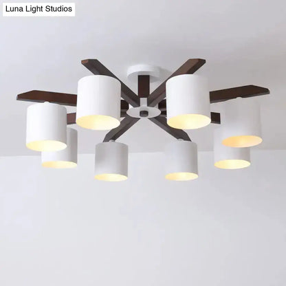 Modern brown & white ceiling mount chandelier living room light