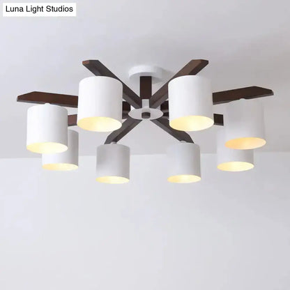 Modern brown & white ceiling mount chandelier living room light