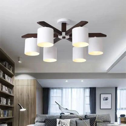 Modern brown & white ceiling mount chandelier living room light