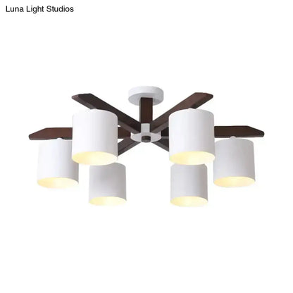 Modern brown & white ceiling mount chandelier living room light