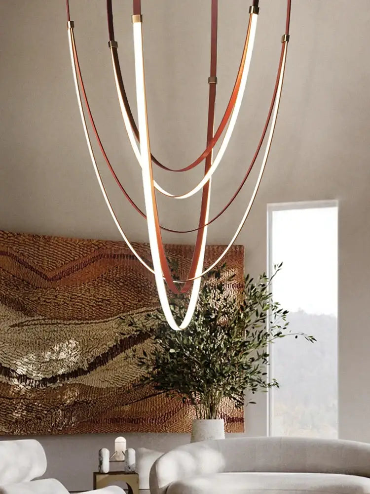 Modern brown & white designer belt light dining room
