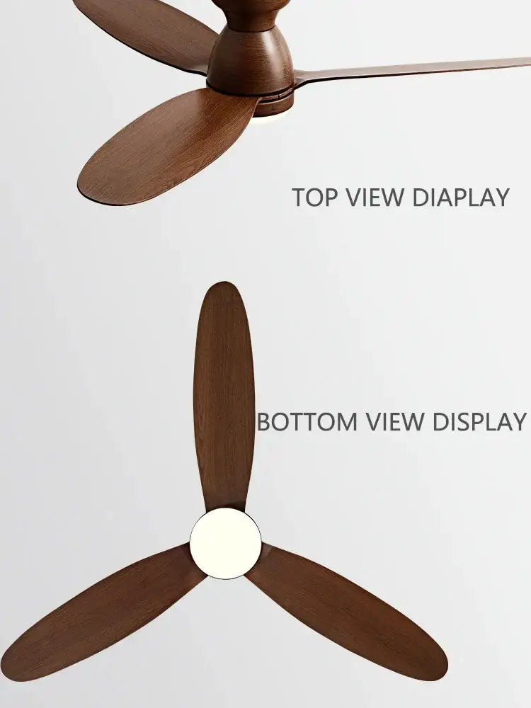 Modern brown wooden ceiling fan with remote control bedroom light