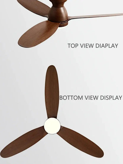 Modern brown wooden ceiling fan with remote control bedroom light