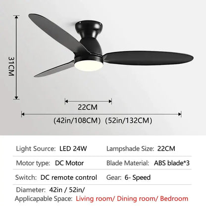 Modern brown wooden ceiling fan with remote control bedroom light