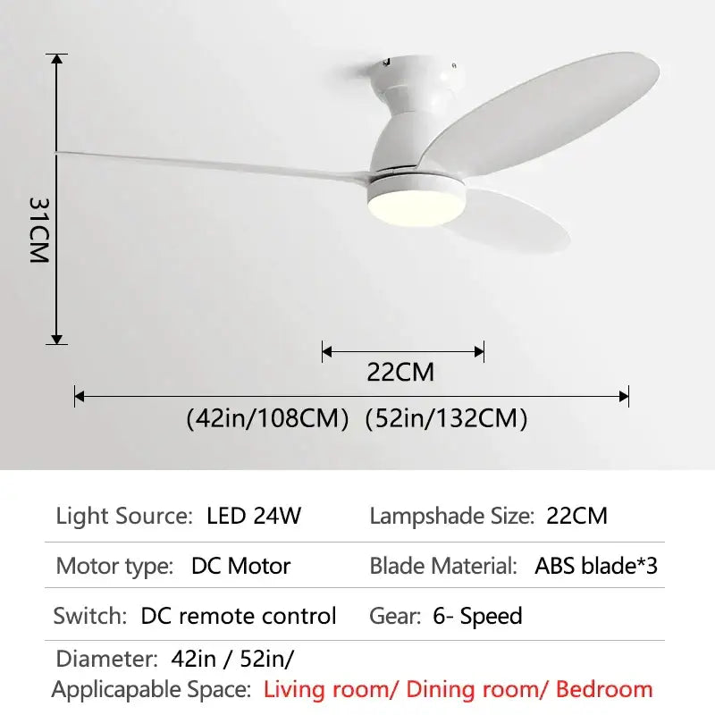 Modern brown wooden ceiling fan with remote control bedroom light