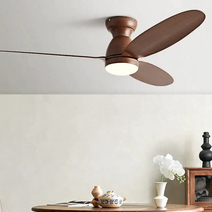 Modern brown wooden ceiling fan with remote control bedroom light