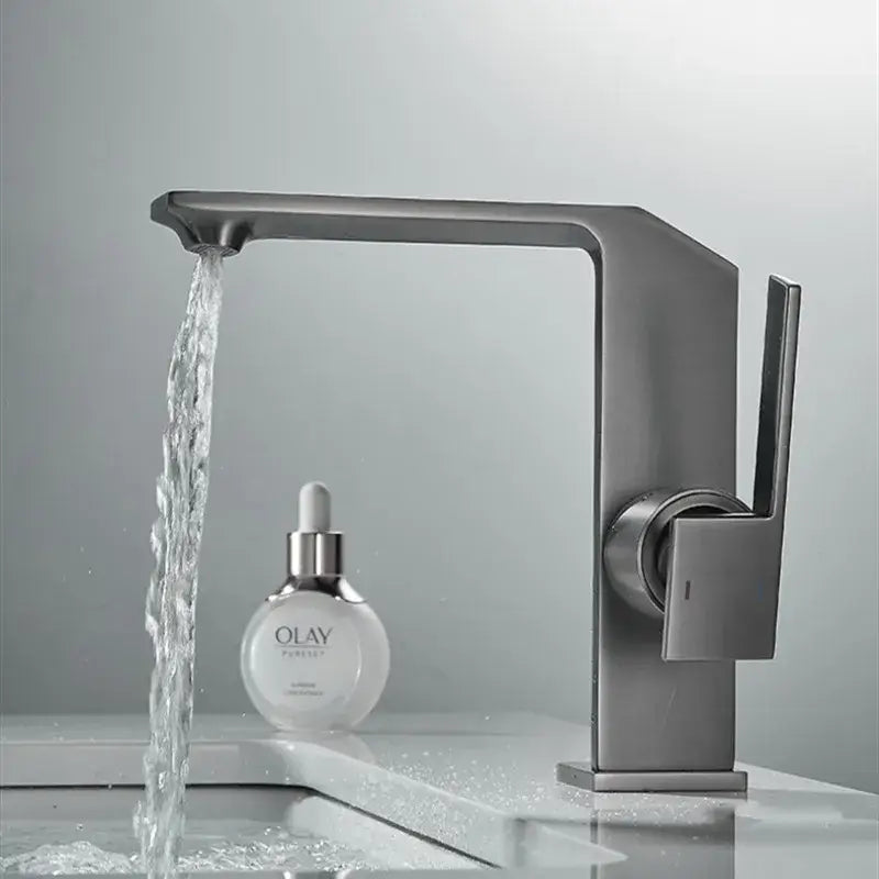 Modern brush gold waterfall basin faucet bathroom mixer tap