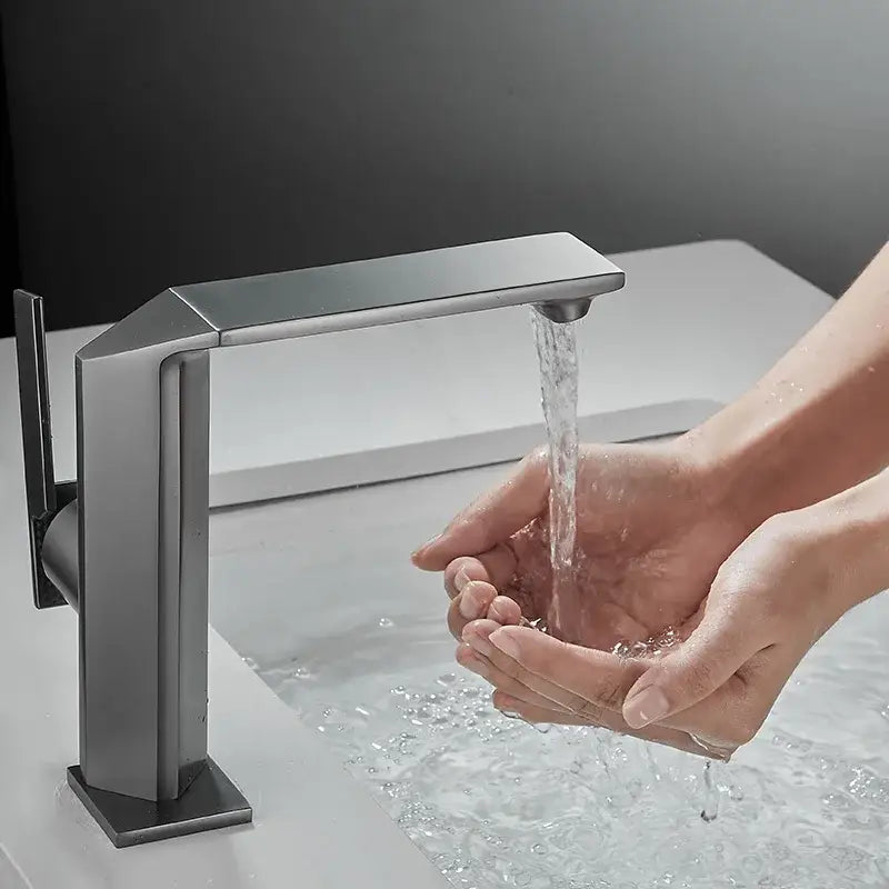 Modern brush gold waterfall basin faucet bathroom mixer tap