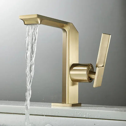 Modern brush gold waterfall basin faucet bathroom mixer tap