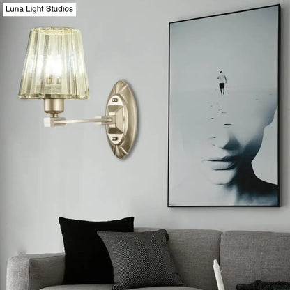 Modern brushed brass and green glass wall sconce bedroom light fixture