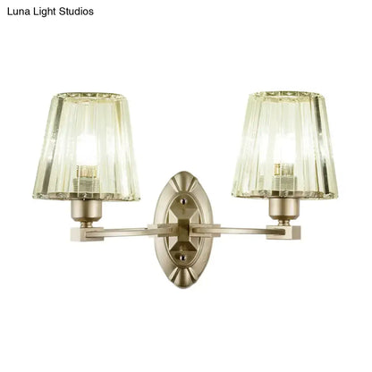 Modern brushed brass and green glass wall sconce bedroom light fixture