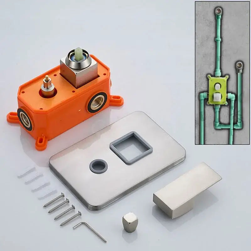 Modern brushed brass and orange shower mixer valve bathroom faucet