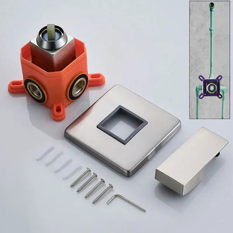 Modern brushed brass and orange shower mixer valve bathroom faucet