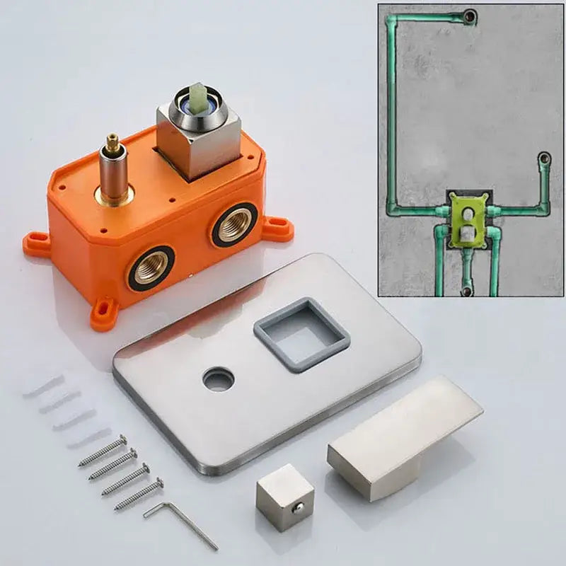 Modern brushed brass and orange shower mixer valve bathroom faucet