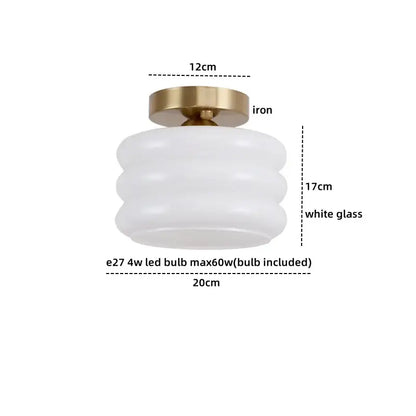 Modern brushed brass creamy glass iron led ceiling light bedroom