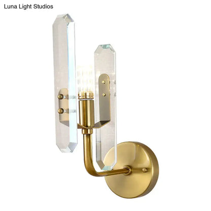 Modern brushed brass crystal shade wall mounted sconce living room