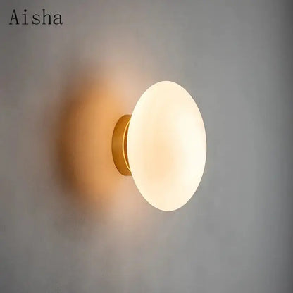Modern brushed brass golden glass ball wall lamp bedroom sconce