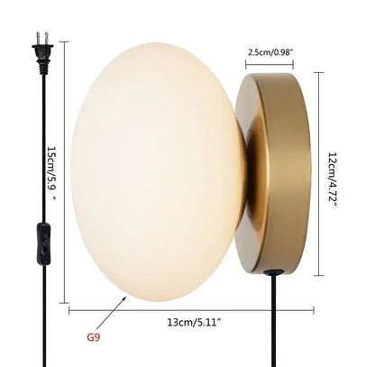 Modern brushed brass golden glass ball wall lamp bedroom sconce