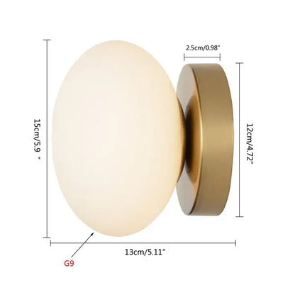 Modern brushed brass golden glass ball wall lamp bedroom sconce