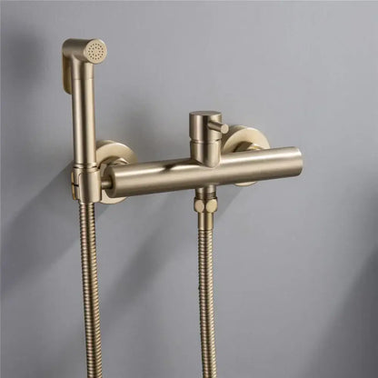 Modern brushed brass hand held bidet sprayer kit bathroom faucet