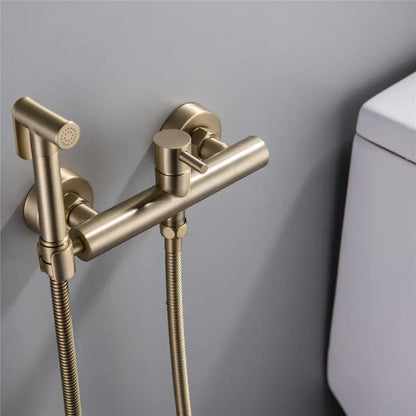 Modern brushed brass hand held bidet sprayer kit bathroom faucet