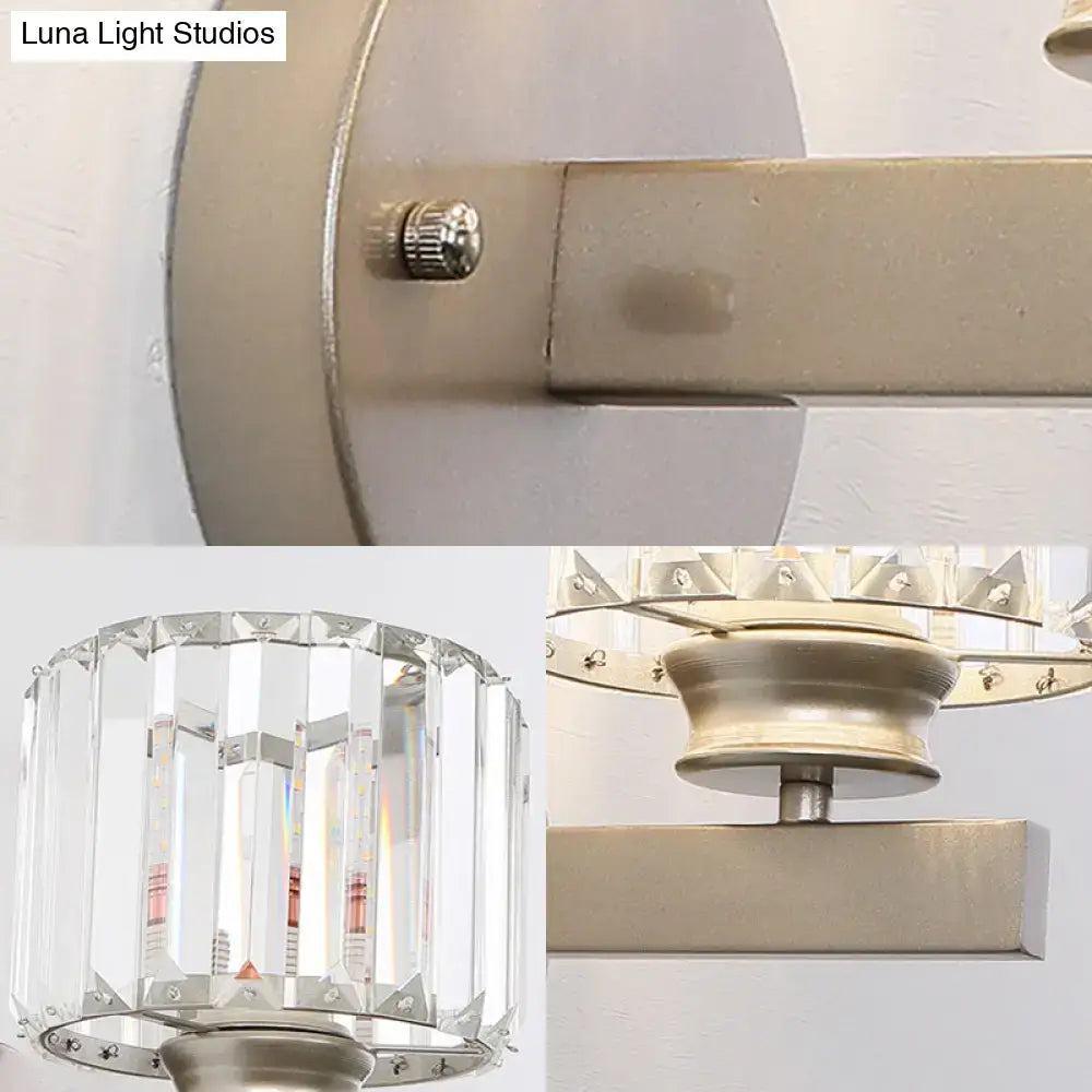 Modern brushed brass nickel drum sconce light for bedroom
