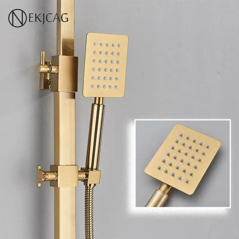 Modern brushed gold 4-function shower faucet set bathroom rain system