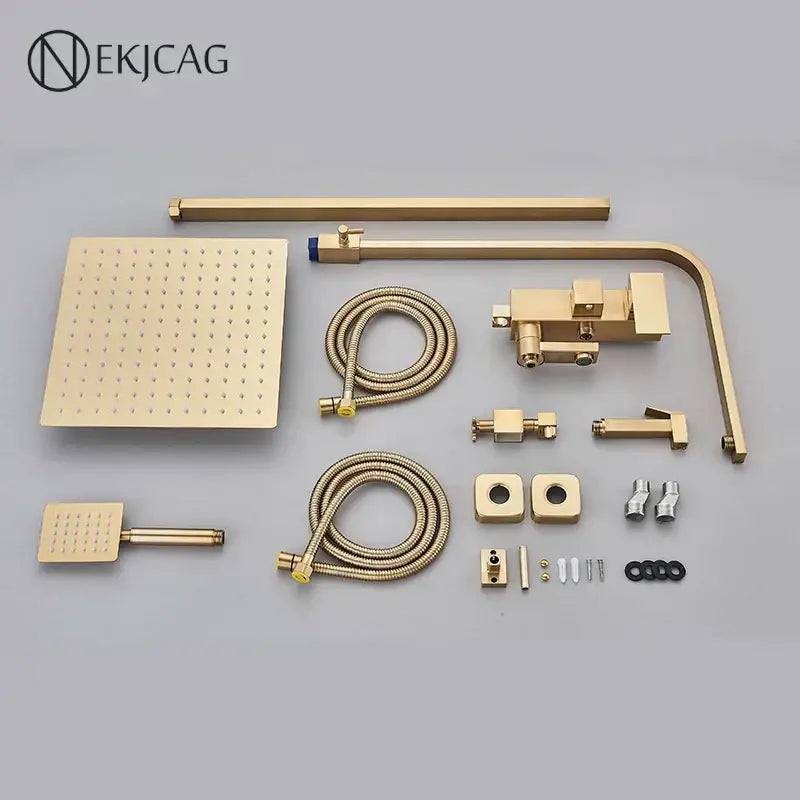 Modern brushed gold 4-function shower faucet set bathroom rain system