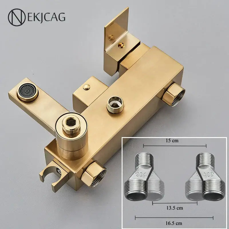 Modern brushed gold 4-function shower faucet set bathroom rain system