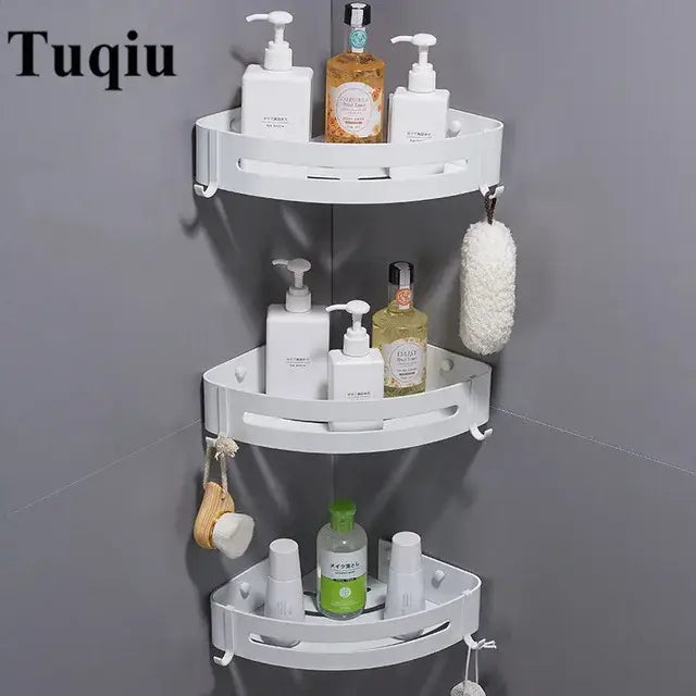 Modern brushed gold aluminum corner shelf bathroom shampoo holder