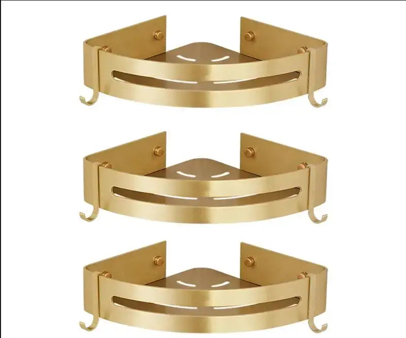 Modern brushed gold aluminum corner shelf bathroom shampoo holder