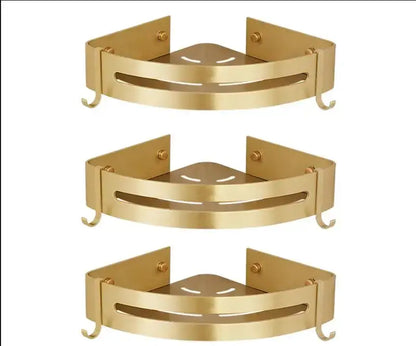 Modern brushed gold aluminum corner shelf bathroom shampoo holder