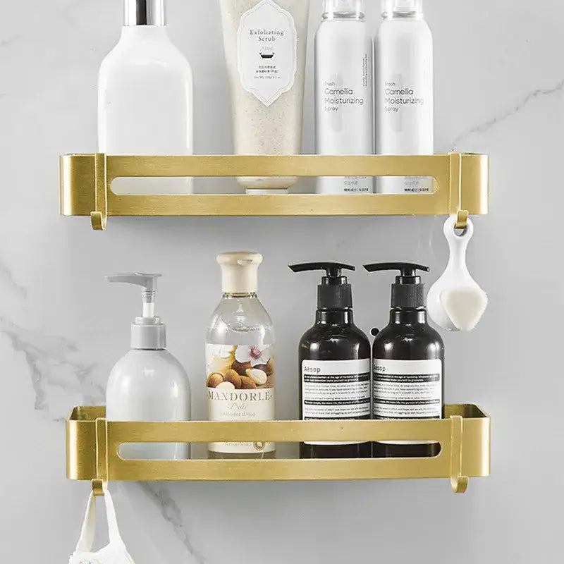 Modern brushed gold aluminum corner shelf bathroom shampoo holder