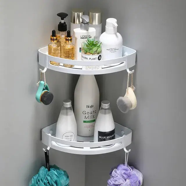 Modern brushed gold aluminum corner shelf bathroom shampoo holder