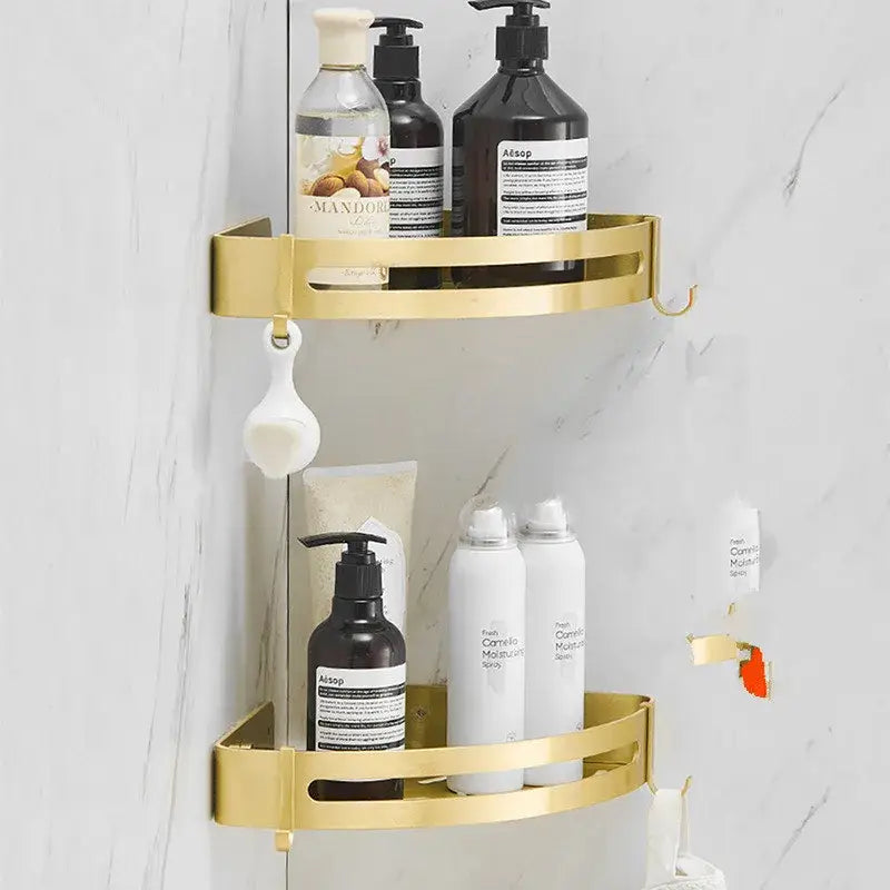 Modern brushed gold aluminum corner shelf bathroom shampoo holder