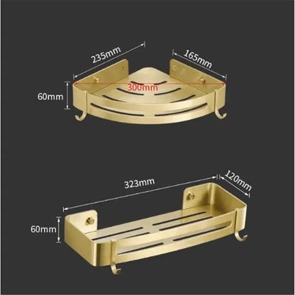 Modern brushed gold aluminum corner shelf bathroom shampoo holder