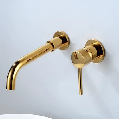 Modern brushed gold and black basin faucet set for bathroom sink
