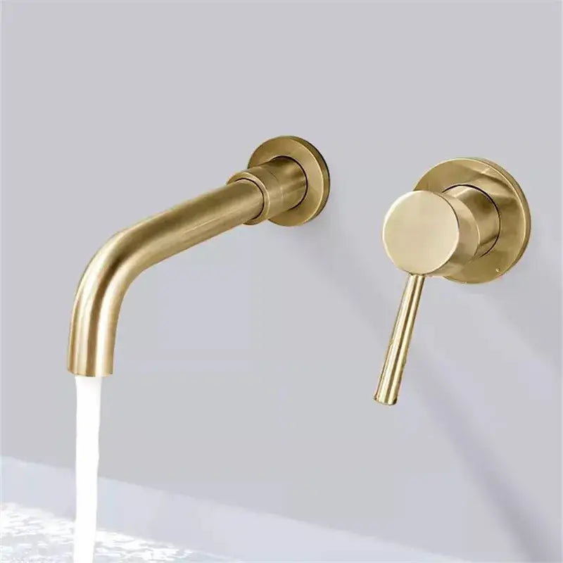 Modern brushed gold and black basin faucet set for bathroom sink